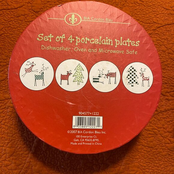 BIA Cordon Bleu – 2007 Set of 4 Porcelain Christmas Plates (Reindeer & Trees) - Picture 3 of 10